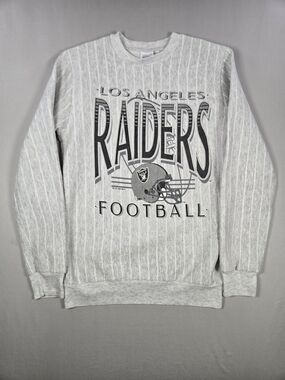Vintage 90s Los Angeles Raiders 1993 Football Striped Sweatshirt Youth L 14/16